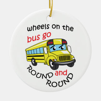 Wielen op de bus keramisch ornament