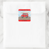 Wielen op de Bus Red Label Sticker Cake Topper (Tas)