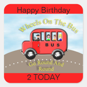 Wielen op de Bus Red Label Sticker Cake Topper