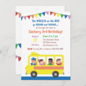 Wielen op de bus-schoolbus Kinderen van Birthday P Kaart (Voorkant / Achterkant)