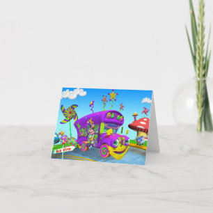 Wielen op de busbriefkaart kaart