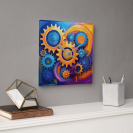 Wielen van leven vierkante klok