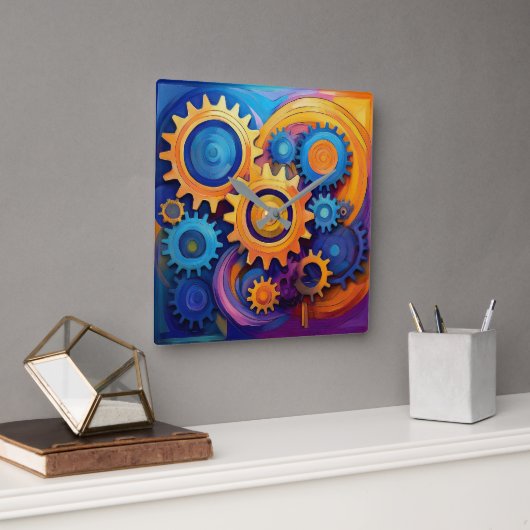 Wielen van leven vierkante klok (Kantoor)