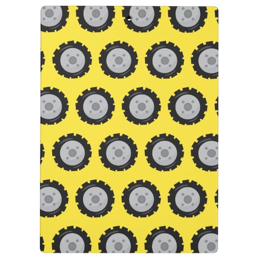 Wielen voor constructie Gele achtergrond Klembord (Achterkant)