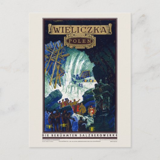 Wieliczka Poland Vintage Poster 1938 Briefkaart (Voorkant)
