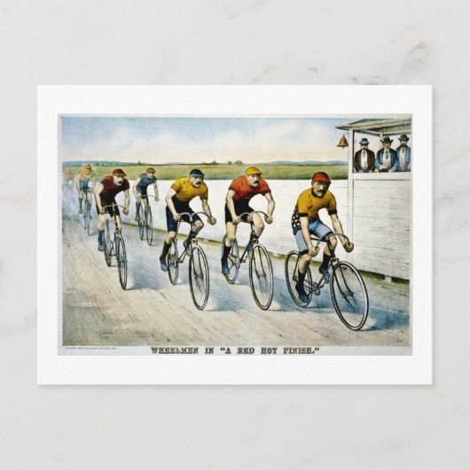 Wielmannen in een "Rode Hot Finish". Briefkaart (Voorkant)