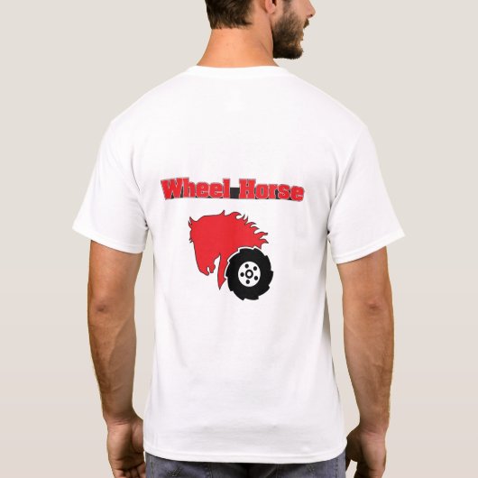 Wielpaarden Tuintractor Mannen Basisart T Shirt (Achterkant)