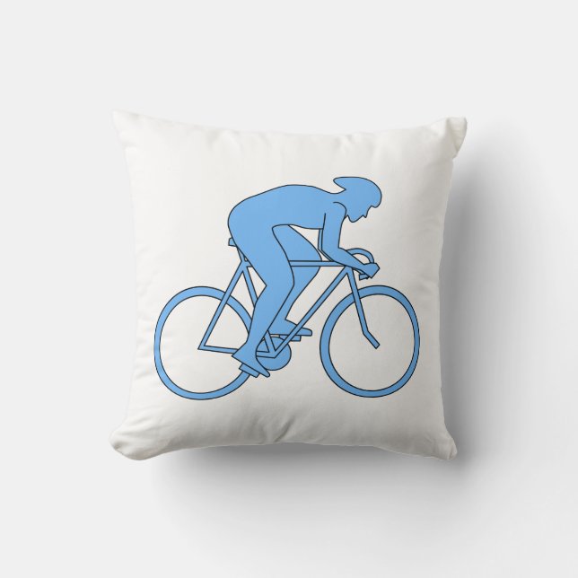 Wielrenner in een race. Blauw. Kussen (Voorkant)