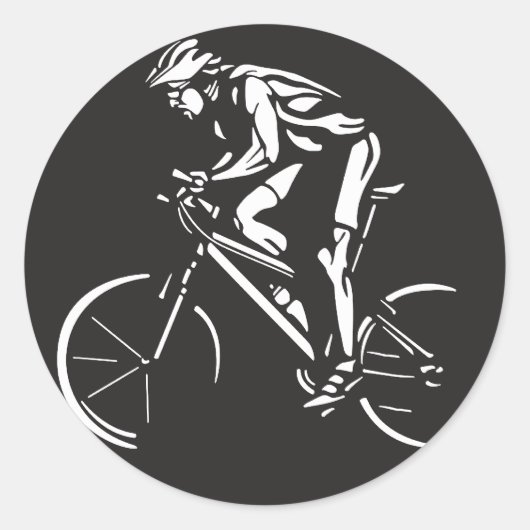 wielrenner invers silhouet ronde sticker (Voorkant)