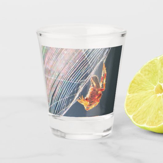 Wielspin op Web Shot Glas (Voorkant)