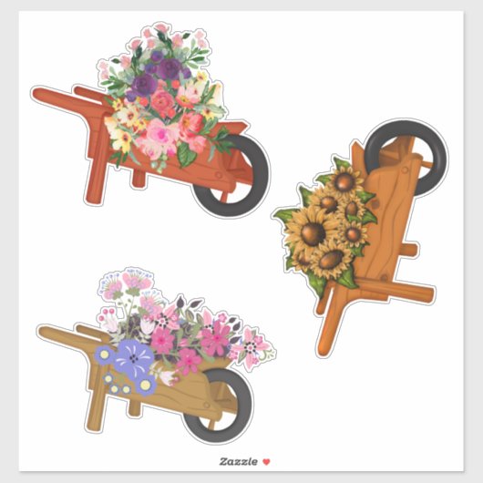 Wielstaarten met bloemen sticker (Vel)