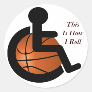 Wielstoel Basketball Dit is hoe ik sporten rolt Ronde Sticker