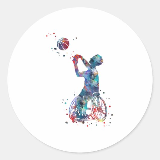 Wielstoel Basketball Ronde Sticker (Voorkant)