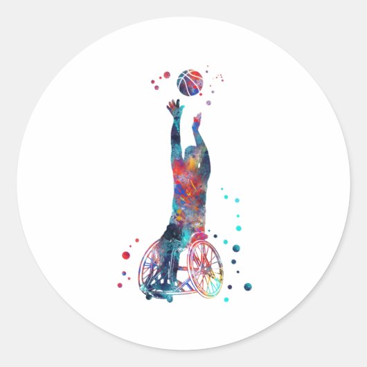 Wielstoel Basketball Ronde Sticker (Voorkant)