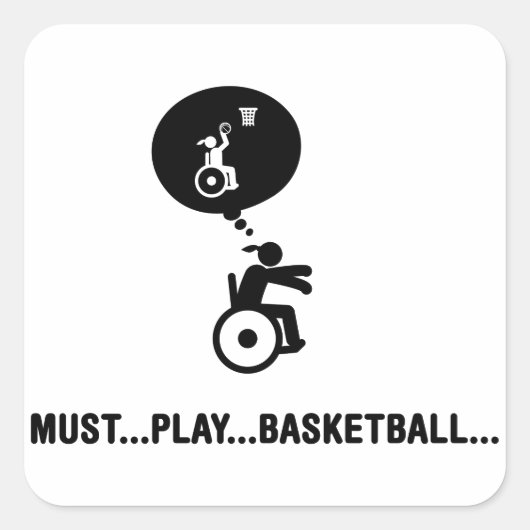 Wielstoel Basketball Vierkante Sticker (Voorkant)