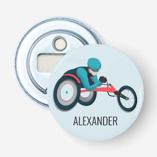 Wielstoel Racen Button Flesopener (Voorkant)
