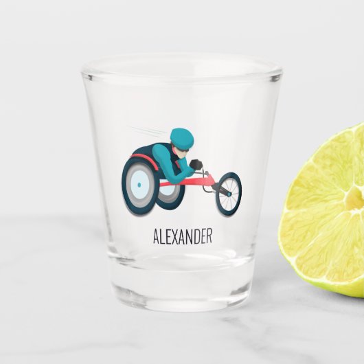 Wielstoel Racen Shot Glas (Voorkant)