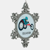 Wielstoel Racen Tin Sneeuwvlok Ornament (Links)