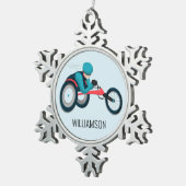 Wielstoel Racen Tin Sneeuwvlok Ornament (Rechts)