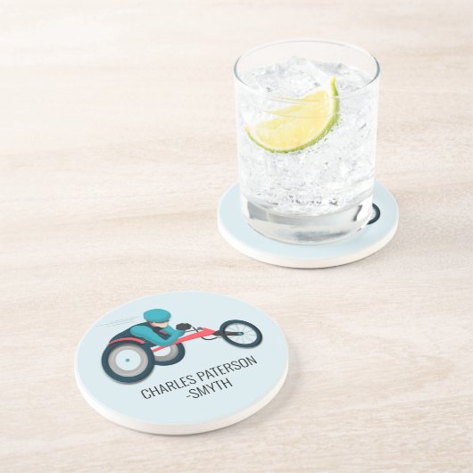 Wielstoel Racen Zandsteen Onderzetter (Zijkant)