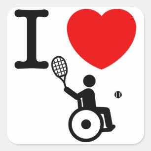 Wielstoel Tennis Vierkante Sticker