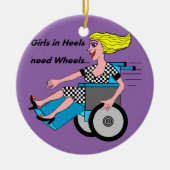 Wielstoelmeisje op de Heels Keramisch Ornament (Voorkant)