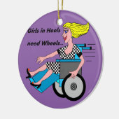 Wielstoelmeisje op de Heels Keramisch Ornament (Links)