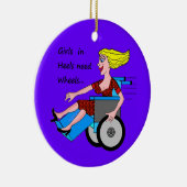 Wielstoelmeisje op de Heels Keramisch Ornament (Rechts)