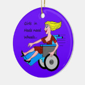 Wielstoelmeisje op de Heels Keramisch Ornament (Links)