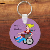Wielstoelmeisje op de Heels Sleutelhanger (Voorkant)