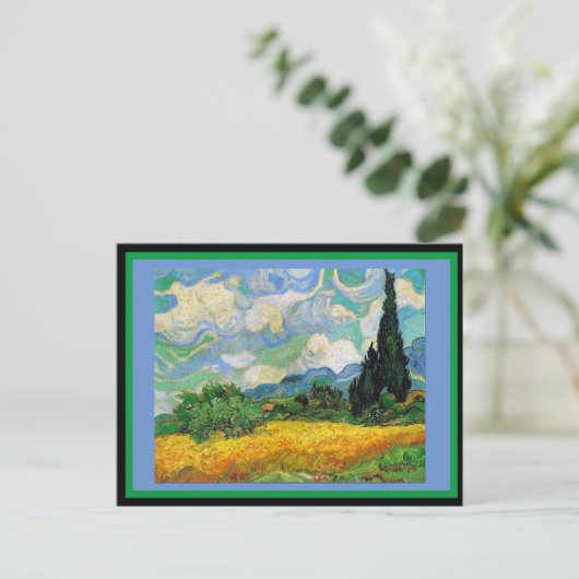 Wielveld met Cypresses, Van Gogh Briefkaart (Staand voorkant)