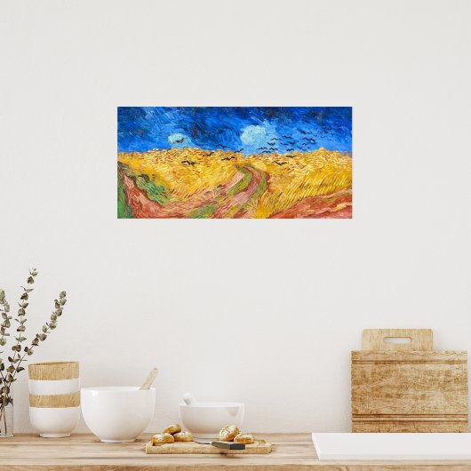 Wielveld met kraaien (1890) Landschap Van Gogh Poster (Keuken)