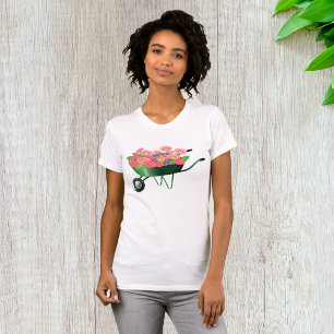 Wielwagen vol bloemen vrouwen T-shirt