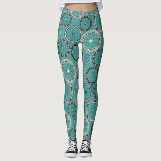 wielwielen turquoise leggings (Voorkant)