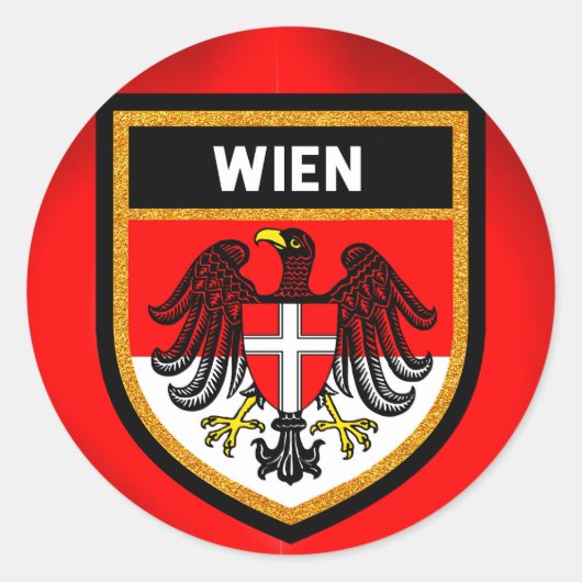 Wien Flag Ronde Sticker (Voorkant)