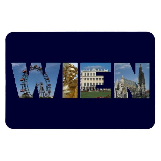 Wien Label met beroemde landmerken Magneet (Horizontaal)