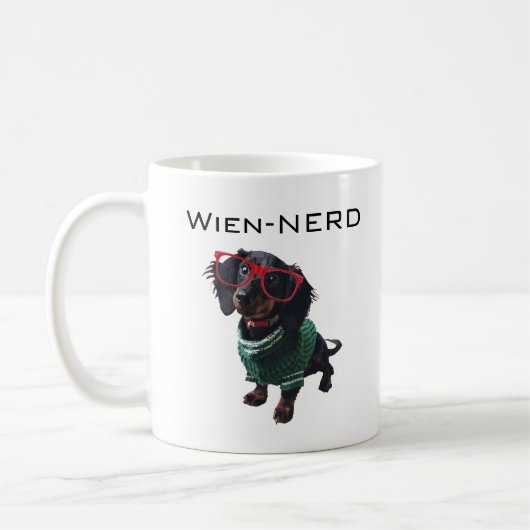 Wien-NERD Funny Dachshund Mok "wiener dog" (Links)