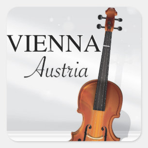 Wien Oostenrijk Violin reisposter Vierkante Sticker