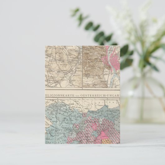 Wien, Prag, BudaPest Map Briefkaart (Staand voorkant)