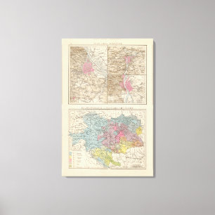 Wien, Prag, BudaPest Map Canvas Afdruk