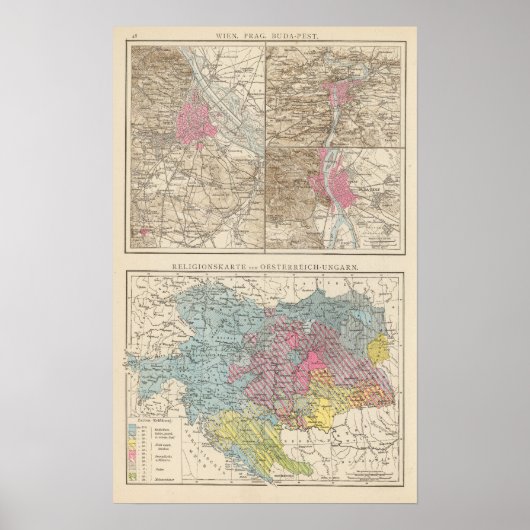 Wien, Prag, BudaPest Map Poster (Voorkant)