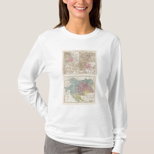 Wien, Prag, BudaPest Map T-shirt (Voorkant)