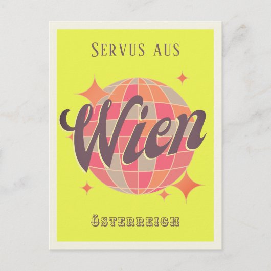 Wien Vienna Österreich Oostenrijk neon disco Brief Briefkaart (Voorkant)