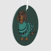 Wiener Dog Christmas Ugly Sweater Dachshund Pet  Ornament (voorkant)