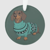 Wiener Dog Christmas Ugly Sweater Dachshund Pet  Ornament (voorkant)