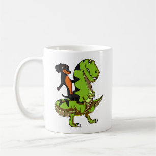 Wiener Dog Dachshund Riding T-Rex Dinosaur Koffiemok