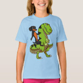 Wiener Dog Dachshund Riding T-Rex Dinosaur T-shirt (Voorkant)