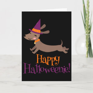 Wiener Dog Halloween Skelet Dashond Liefhebber Hal Kaart