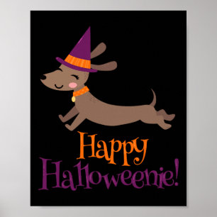 Wiener Dog Halloween Skelet Dashond Liefhebber Hal Poster