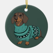 Wiener Dog Kerst Ugly Sweater Dachshund Huisdier  Keramisch Ornament (Voorkant)